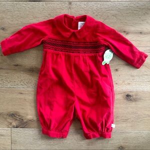 Lolly Wolly Doodle Red Smocked Corduroy Longall